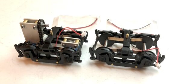 All Nation AAR Type A Chain Drive Single Power Switcher Road Engine with Unpowered Truck Assembled PN#608AN