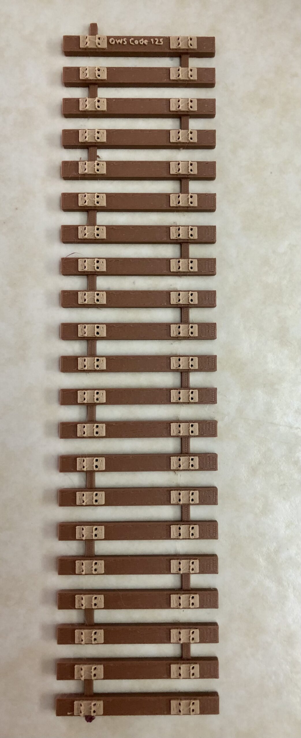 All Nation OW5 Flex Ties Simulated Wood With Tie Plates For Code 125 3D Printed (4 Sections, 9.5" per section)PN#606AN - Image 2