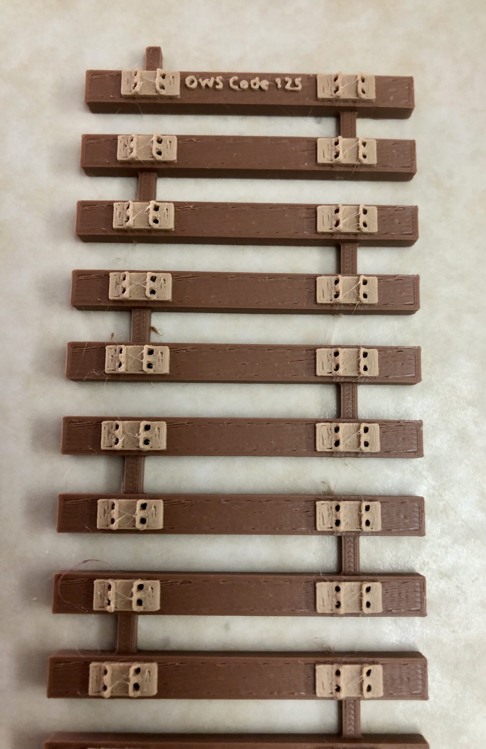 All Nation OW5 Flex Ties Simulated Wood With Tie Plates For Code 125 3D Printed (4 Sections, 9.5" per section)PN#606AN
